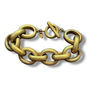 Vintage RL China Brushed Goldtone Chunky Link Bracelet